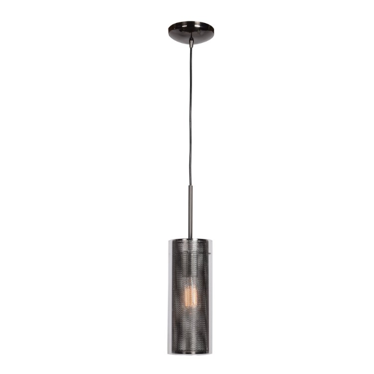 Foto para 60w 800lm 27k Multis E-26 Incandescent Dry Location Black Chrome Clear 1-Light Encaged Glass Pendant (OA HT 134") (CAN 1.5"Ø5.13")