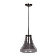 Foto para 60w 800lm 27k Simplicite E-26 Incandescent Dry Location Black Chrome Smoke 1-Light Bell Glass Pendant (OA HT 131") (CAN 1.5"Ø5.13")