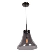 Foto para 60w 800lm 27k Simplicite E-26 Incandescent Dry Location Black Chrome Smoke 1-Light Bell Glass Pendant (OA HT 131") (CAN 1.5"Ø5.13")