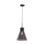 Foto para 60w 800lm 27k Simplicite E-26 Incandescent Dry Location Black Chrome Smoke 1-Light Pendant 13.25"Ø11.75" (OA HT 134") (CAN 1.5"Ø5.13")