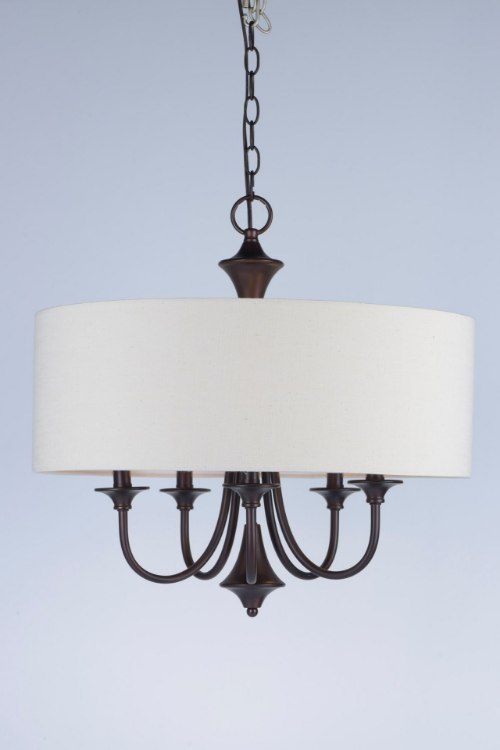 Picture of Bongo 5-Light Pendant OI Linen Fabric CA Incandescent Incandescent (OA HT 20.75"-56.75")36" Chain