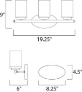 Foto para Corona 3-Light Bath Vanity PC Frosted Frosted Glass MB Incandescent Incandescent