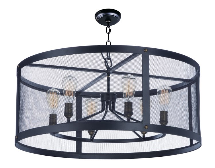 Picture of Palladium 6-Light Chandelier BKNAB Steel Mesh MB Incandescent Incandescent 36" Chain