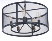 Foto para Palladium 6-Light Chandelier BKNAB Steel Mesh MB Incandescent Incandescent 36" Chain