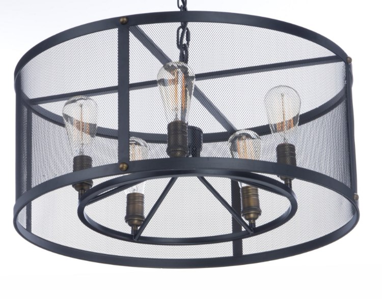 Picture of Palladium 6-Light Chandelier BKNAB Steel Mesh MB Incandescent Incandescent 36" Chain