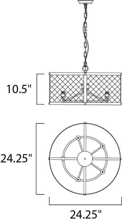 Picture of Palladium 5-Light Chandelier W/Bulbs BKNAB Steel Mesh MB ST64 Incandescent Incandescent 36" Chain