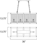 Foto para Palladium 4-Light Linear Pendant w/Bulbs BKNAB Steel Mesh MB ST64 Incandescent Incandescent