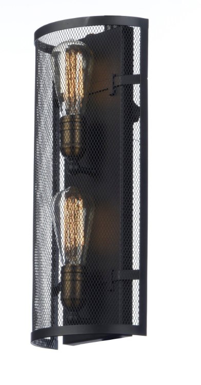 Picture of Palladium 2-Light Wall Sconce BKNAB Steel Mesh MB Incandescent Incandescent