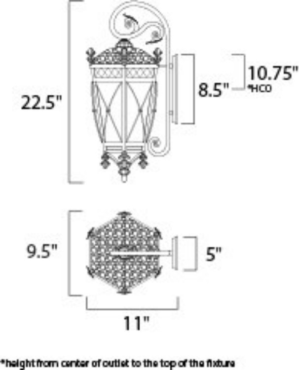 Foto para Canterbury DC Wall Lantern Wet AT Seedy Glass CA Incandescent E12 Incandescent 9.5"x22.5"