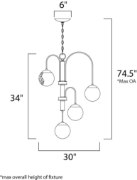 Picture of Reverb 10-Light Pendant w/LED Bulbs TXBPN Bubble Glass Bubble Glass G9 LED 30"x30"x34" (OA HT 34"-74.5") (CAN 6"x6"x1.25")36" Chain