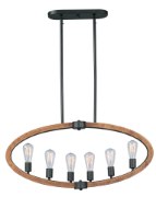 Foto para Bodega Bay 6-Light Pendant AR MB Incandescent Incandescent 36"x4.5"x16.75" (OA HT 24"-48") (CAN 12.01"x4.57"x0.83")