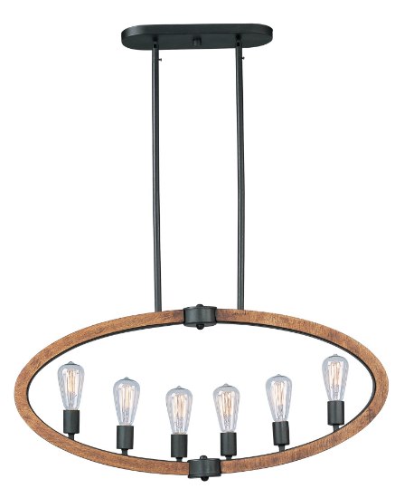 Foto para Bodega Bay 6-Light Pendant AR MB Incandescent Incandescent 36"x4.5"x16.75" (OA HT 24"-48") (CAN 12.01"x4.57"x0.83")