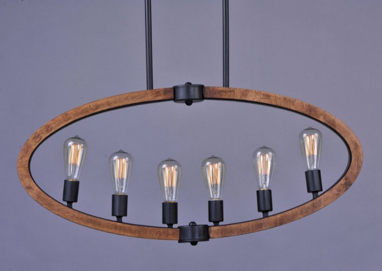 Foto para Bodega Bay 6-Light Pendant AR MB Incandescent Incandescent 36"x4.5"x16.75" (OA HT 24"-48") (CAN 12.01"x4.57"x0.83")