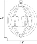 Foto para Bodega Bay 5-Light Chandelier w/Bulb AR MB Incandescent Incandescent (OA HT 65")36" Chain