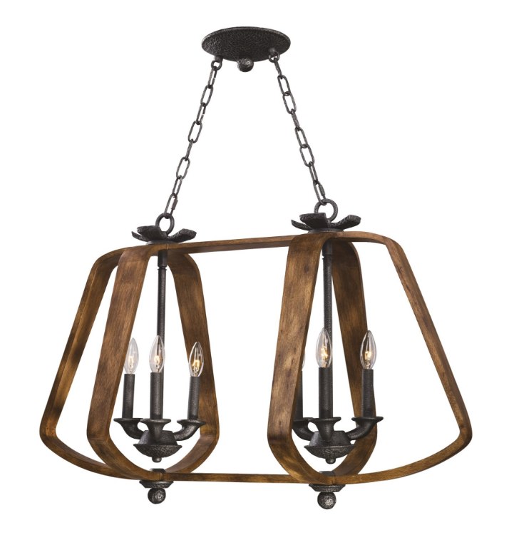 Foto para Road House 6-Light Chandelier BWIO CA Incandescent Incandescent (OA HT 31.13"-63.13") (CAN 7.5"x7.5"x1.38")36" Chain
