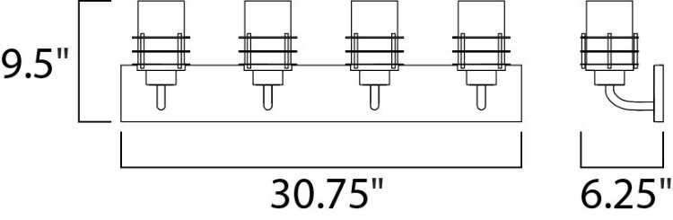 Foto para Tier 4-Light Bath Vanity PC Frosted Frosted Glass MB Incandescent Incandescent (OA HT 9.5")