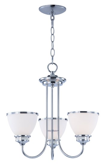 Foto para Novus 3-Light Chandelier PC Satin White Opal Glass MB Incandescent Incandescent (CAN 5"x5"x0.8")36" Chain