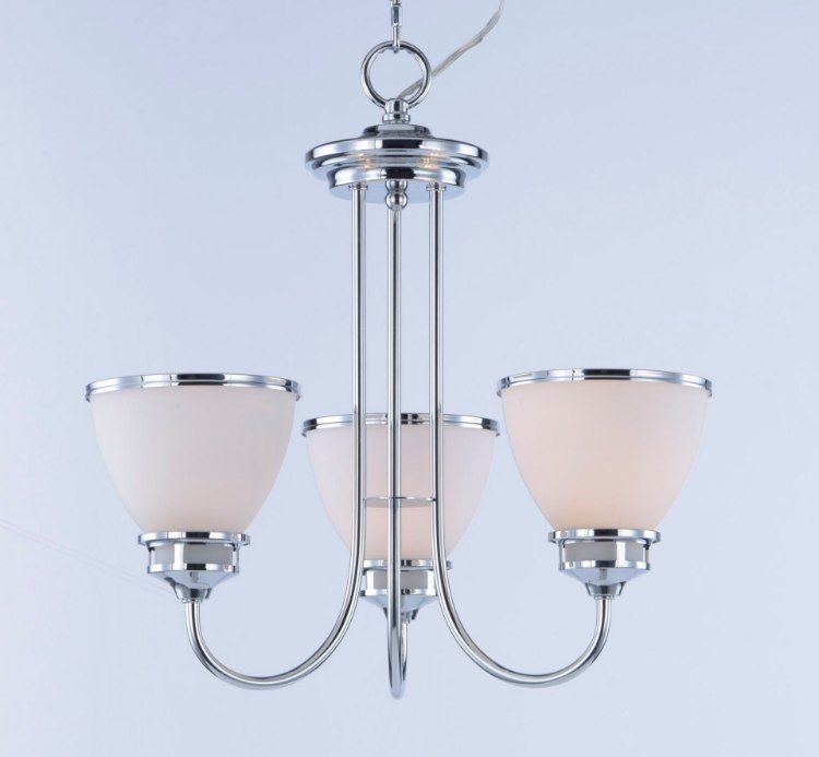 Foto para Novus 3-Light Chandelier PC Satin White Opal Glass MB Incandescent Incandescent (CAN 5"x5"x0.8")36" Chain