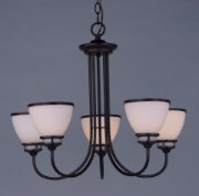 Foto para Novus 5-Light Chandelier OI Satin White Opal Glass MB Incandescent Incandescent (CAN 5"x5"x0.8")36" Chain