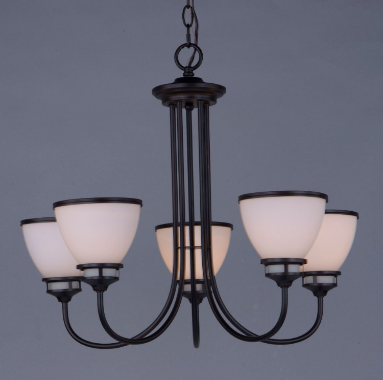 Foto para Novus 5-Light Chandelier OI Satin White Opal Glass MB Incandescent Incandescent (CAN 5"x5"x0.8")36" Chain
