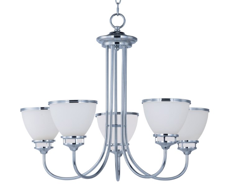 Foto para Novus 5-Light Chandelier PC Satin White Opal Glass MB Incandescent Incandescent (CAN 5"x5"x0.8")36" Chain