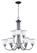 Foto para Novus 9-Light Chandelier OI Satin White Opal Glass MB Incandescent Incandescent (CAN 5"x5"x0.8")72" Chain