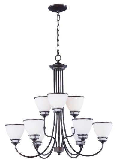 Foto para Novus 9-Light Chandelier OI Satin White Opal Glass MB Incandescent Incandescent (CAN 5"x5"x0.8")72" Chain