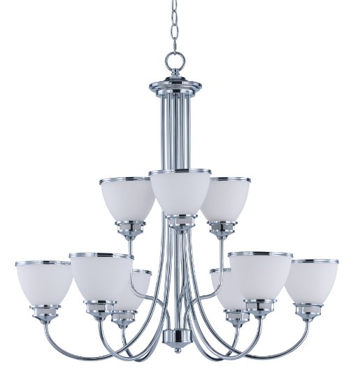 Foto para Novus 9-Light Chandelier PC Satin White Opal Glass MB Incandescent Incandescent (CAN 5"x5"x0.8")72" Chain