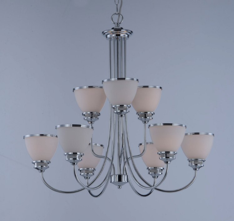 Foto para Novus 9-Light Chandelier PC Satin White Opal Glass MB Incandescent Incandescent (CAN 5"x5"x0.8")72" Chain