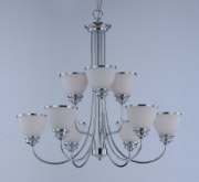 Foto para Novus 9-Light Chandelier PC Satin White Opal Glass MB Incandescent Incandescent (CAN 5"x5"x0.8")72" Chain