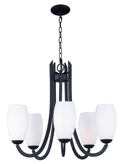 Foto para Taylor 5-Light Chandelier TXB Satin White Opal Glass MB Incandescent Incandescent (CAN 2.54"x2.54"x1")36" Chain