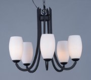 Foto para Taylor 5-Light Chandelier TXB Satin White Opal Glass MB Incandescent Incandescent (CAN 2.54"x2.54"x1")36" Chain