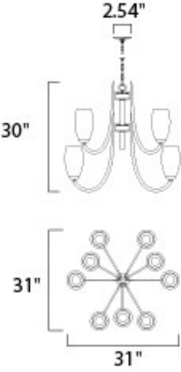 Foto para Taylor 9-Light Chandelier SN Satin White Opal Glass MB Incandescent Incandescent (CAN 2.54"x2.54"x1")72" Chain