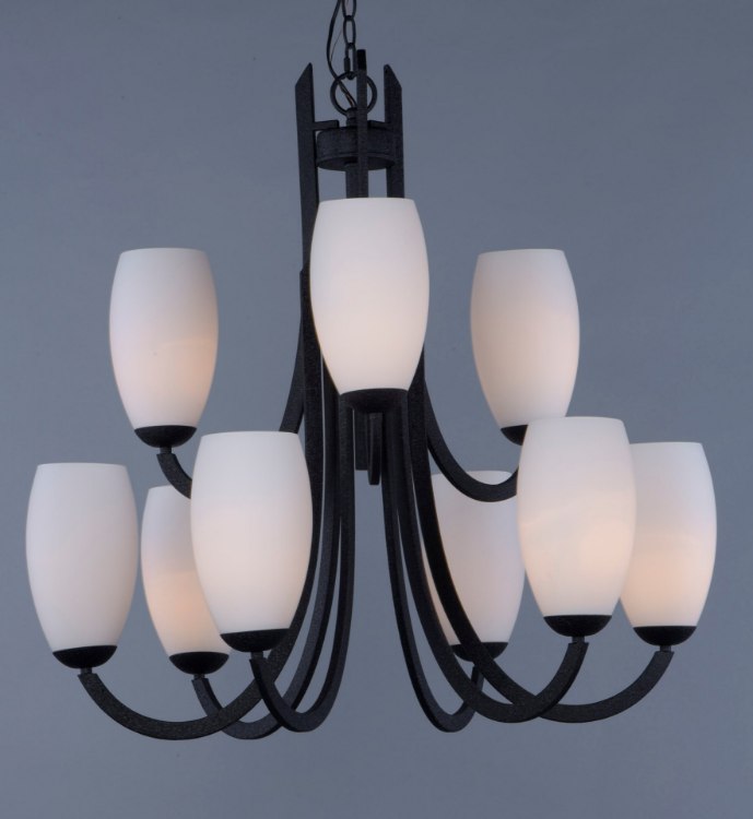 Foto para Taylor 9-Light Chandelier TXB Satin White Opal Glass MB Incandescent Incandescent (CAN 2.54"x2.54"x1")72" Chain