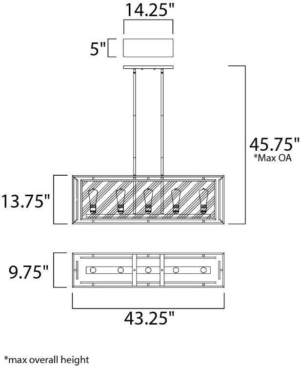 Picture of Era 5-Light Pendant w/Bulbs BK Seedy Seedy Glass MB ST64 Incandescent Incandescent (OA HT 21.5"-45.75") (CAN 5"x14.25"x0.75")