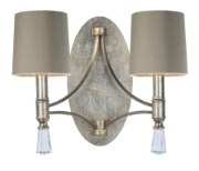 Foto para Regal 2-Light Wall with Shade SG Clear Linen/Silver Leaf Fa CA Incandescent Incandescent