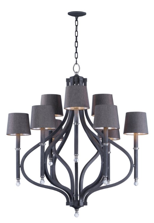Foto para Hendrick 9-Light Pendant with Shades IO Clear Linen/Silver Leaf Fa CA Incandescent Incandescent (OA HT 41"-116.25") (CAN 5"x5"x1")72" Chain