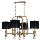 Foto para Saloon 4-Light Pendant WBR Clear Metal MB Incandescent Incandescent (OA HT 26.75"-66") (CAN 12.25"x4.75"x1")36" Chain