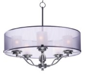 Foto para Lucid 5-Light Pendant SN Organza Fabric + Gla MB Incandescent Incandescent (OA HT 24") (CAN 4.75"x4.75"x1")