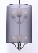 Foto para Lucid 6-Light Pendant SN Organza Fabric + Gla MB Incandescent Incandescent (OA HT 40") (CAN 4.75"x4.75"x1")