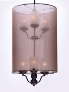 Foto para Lucid 6-Light Pendant OI Organza Fabric + Gla MB Incandescent Incandescent (OA HT 40") (CAN 4.75"x4.75"x1")