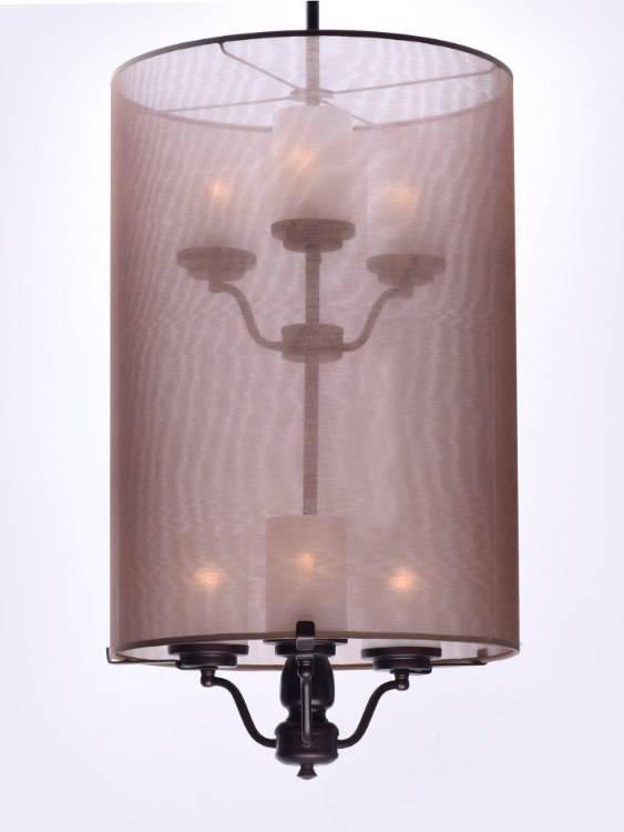 Foto para Lucid 6-Light Pendant OI Organza Fabric + Gla MB Incandescent Incandescent (OA HT 40") (CAN 4.75"x4.75"x1")