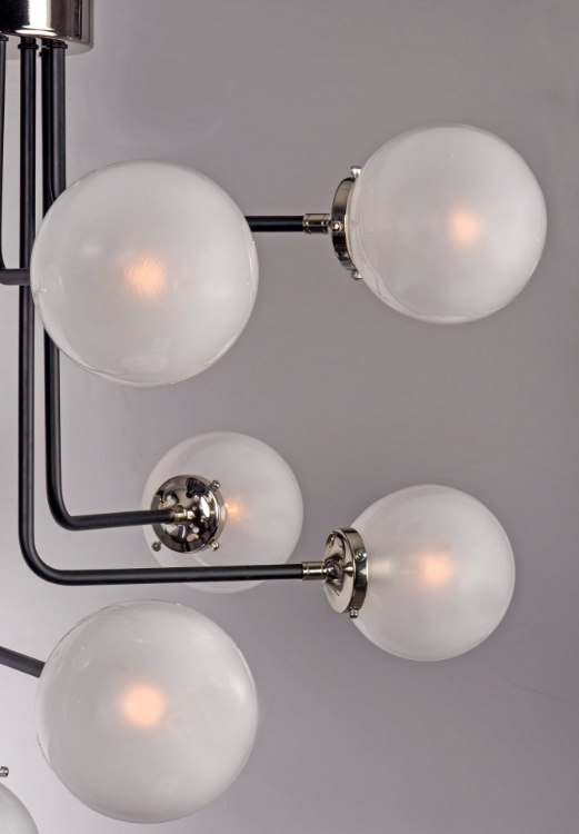 Foto para Atom 10-Light Flush Mount BKPN White Opal Glass CA Incandescent E12 Incandescent