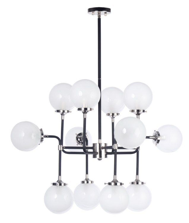 Foto para Atom 12-Light Pendant Lamp BKPN White Opal Glass CA Incandescent E12 Incandescent (OA HT 64")