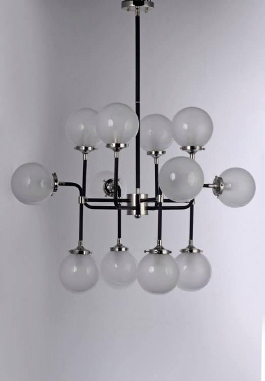 Foto para Atom 12-Light Pendant Lamp BKPN White Opal Glass CA Incandescent E12 Incandescent (OA HT 64")