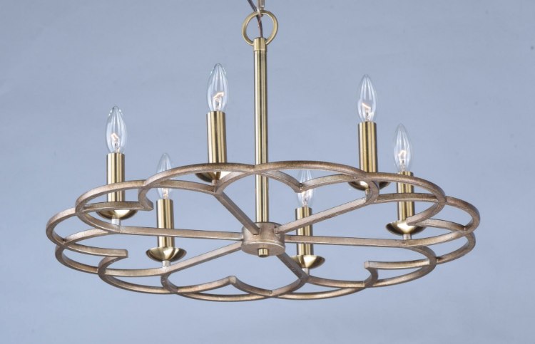 Foto para Helix 6-Light Chandelier BZF CA Incandescent E12 Incandescent 31.5"x31.5"x14" 36" Chain