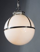 Foto para Retro 1-Light Pendant PN White Glass MB Incandescent (OA HT 18.25"-77.75") (CAN 5"x5"x0.75")36" Chain