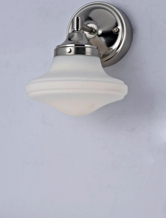Foto para New School LED Wall Sconce SN Satin White Opal Glass PCB LED (CAN 4.96"x4.96"x2.44")
