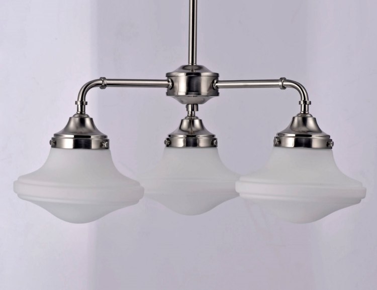 Foto para New School 3 Light LED Chandelier SN Satin White Opal Glass PCB LED (OA HT 13.75"-51.5") (CAN 4.96"x4.96"x2.44")