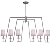 Foto para Swing 6-Light Chandelier PD White Opal Glass CA Incandescent E12 Incandescent 48"x6"x27" (OA HT 29.5"-71.5") (CAN 6"x6"x1")